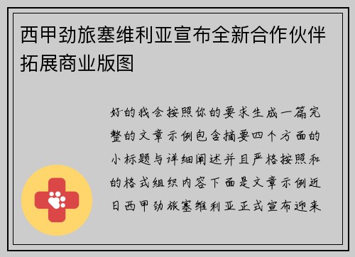 西甲劲旅塞维利亚宣布全新合作伙伴拓展商业版图 西甲劲旅塞维利亚宣布全新合作伙伴拓展商业版图